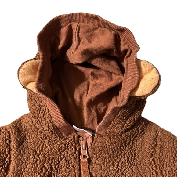 Hanna Anderson baby Curious George hoodie sherpa jacket with ears 3-6 months - Picture 2 of 4